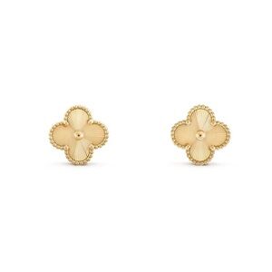 Gold Floral Clover Stud Earrings - Elegant Ladies Jewelry
